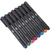 Felt Tip Pens, 8 Pack, 0.7mm Fine Point, Fast-Dry, No-Smear Colored Pens
