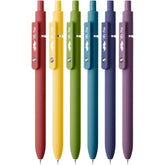 Retractable Gel Pens 6 Pack - 0.5mm Fine Point, Vintage Color Barrels, Black Ink