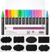 Erasable Chalkboard Markers, 12 Colors, Reversible Tip