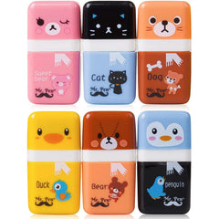 Cute Pencil Erasers for Kids - 6 Pack with Covers & Rollers