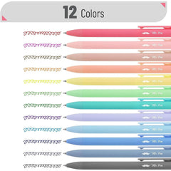 Retractable Gel Pens (12-Pack) - 0.7mm Fine Point, Fast-Drying Ink, Assorted Colors