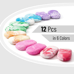 Marble Pencil Erasers, 12 Pack, Large Colorful Erasers for School & Office