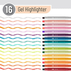 Bible Gel Highlighters, 16 Pack, Assorted Colors, No-Bleed, Twist-Up, Sharpenable Tips