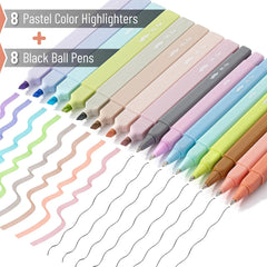 16 Pack No-Bleed Bible Highlighters & Pens, Pastel Colors, Black Ink, Aesthetic Design