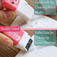 Cute Pencil Erasers for Kids - 6 Pack with Covers & Rollers