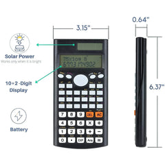 Solar Scientific Calculator with 2-Line Display, 240 Functions, and 10+2 Digits