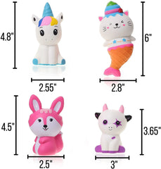 Jumbo Squishies Slow Rising, 4 Pack, Cute Squeeze Toys