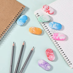 Marble Pencil Erasers, 12 Pack, Large Colorful Erasers for School & Office