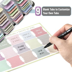 Bible Tabs - 75 Minimal Morandi Laminated Tabs, Easy Apply for Old & New Testament, Neutral Designs
