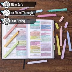 Aesthetic Highlighters, 16 Pack, Assorted Colors, No-Bleed Ink, Chisel Tip, Cute Bible-Safe Study Supplies
