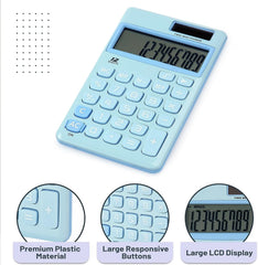 12-Digit Solar Calculator, Light Blue, Standard Function, Handheld