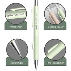 Pastel Mechanical Pencil Set - 4 Pack with 0.5 & 0.7mm Leads