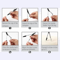 5-Inch Convertible Compass for Geometry and Drafting