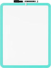 Kids White Board with Turquoise Frame, 14 x 11 Inches, Includes Marker