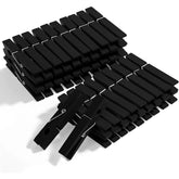 Wooden Clothespins (50-Pack, 2.9 Inches) - Strong Grip, Black Finish