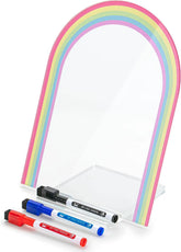 Mr. Pen Clear Acrylic Board with Stand, 11.8" x 9", 3 Markers, Rainbow Theme, Desk Dry Erase Board