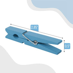 Wooden Blue Clothespins (50 Pack, 2.9 Inch) with Strong Grip