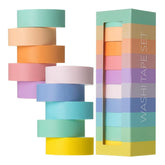 Decorative Washi Tape Set - 10 Pack, 0.6 Inch Wide, Assorted Colors