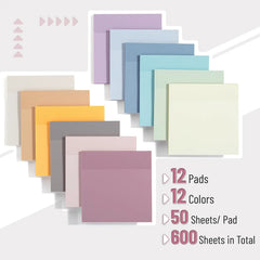 Mr. Pen Transparent Sticky Notes 3x3 Dreamy Pastel 12 Pads 600 Sheets See Through Bulk