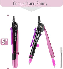 Pink Metal Frame School Compass with Center Wheel for Geometry