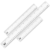 Clear Plastic Rulers Set (3-Pack): 6", 8", 12" - Metric & Inch