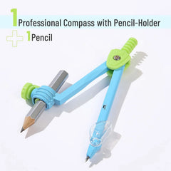 Metal Geometry Compass with Pencil, Locking Mechanism, and Case