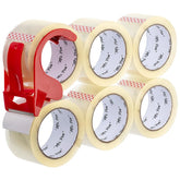 Packing Tape 2" x 60 Yards, 6 Pack + Dispenser Gun, 2.5 Mil