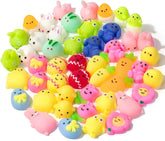 Easter Mochi Squishy Toys for Kids - 48 Pack with 24 Unique Designs