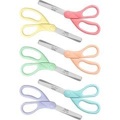 Kids Scissors 6-Pack, 5-Inch Blunt Tip, Pastel Handles, for Ages 4+