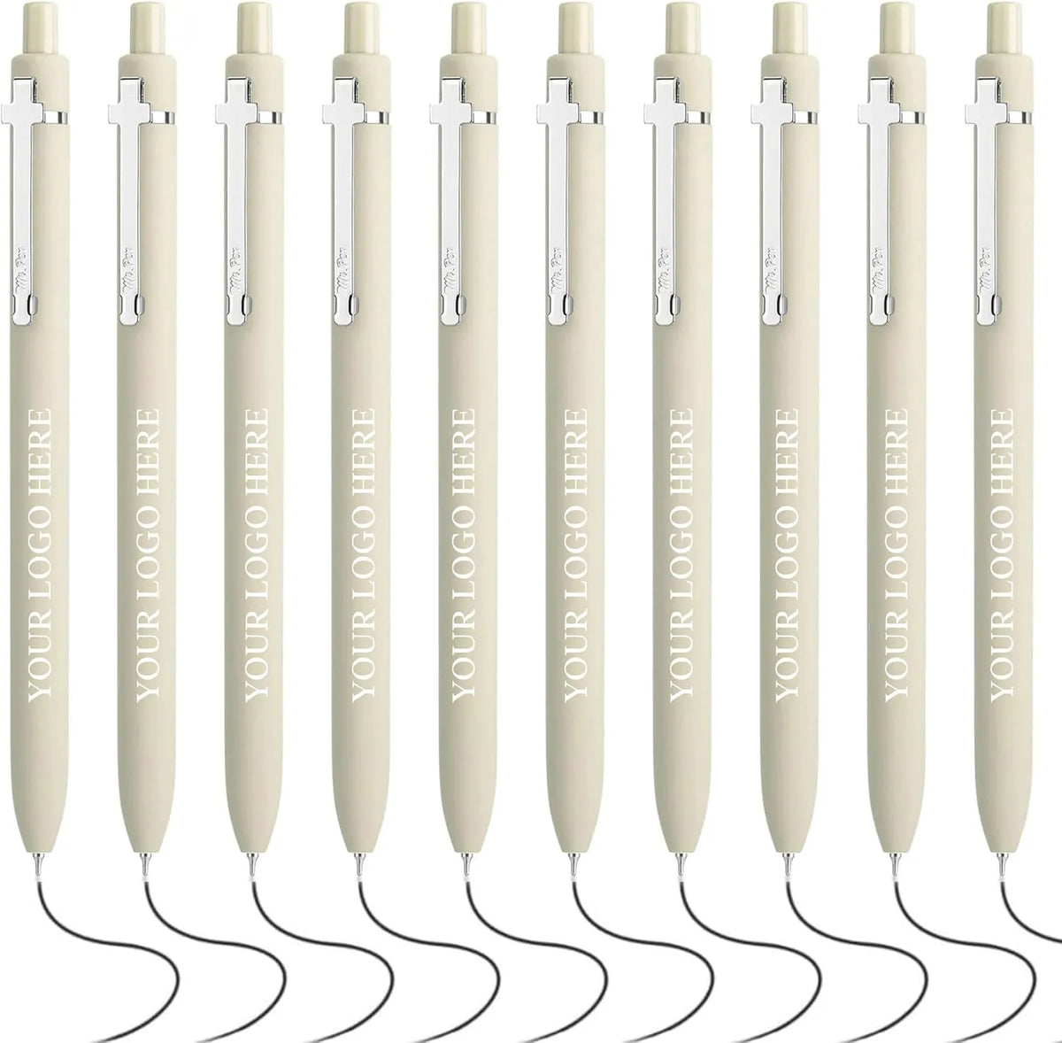 Customizable Retractable Cross Clip Pens - Fine Point 0.5mm Black Ink, Black Barrel