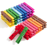 Colorful Wooden Clothespins (50 Pack, 2.85 Inch) with Strong Grip