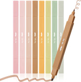 Mr. Pen Dual Tip Aesthetic Highlighters, 8 Pack, Chisel & Fine Tips, Earthy Tones, Assorted Colors