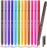 Mr. Pen Colored Fineliner Pens, 12 Pack, 0.4mm Fine Point, Ergonomic Triangular Barrel, Smooth Ink for Journaling, Note-Taking, Coloring, Sketching, Planning & Art Projects