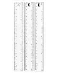 Clear Plastic Ruler 8 Inch (3 Pack) - Metric & Imperial