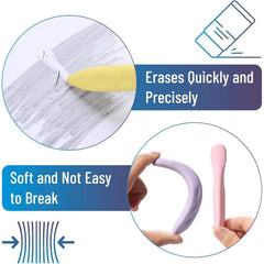 Cute Pen-Shaped Erasers for Kids (3 Pack) with Pastel Grip