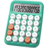 Mechanical Calculator with 12-Digit Large LCD Display, Earthy Green Finish, and Round Keys