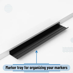 Magnetic Dry Erase Board for Wall, 24" x 48", with Tray