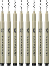 Artist Fineliner Pens, Black, 0.45mm Tip, 8 Pack