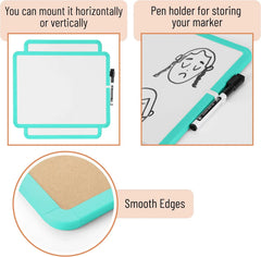 Kids White Board with Turquoise Frame, 14 x 11 Inches, Includes Marker