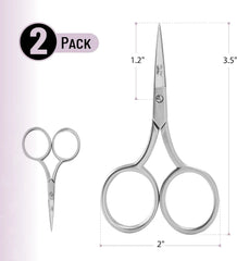 Curved Embroidery Scissors (2-Pack) – 3.5" Stainless Steel with Sharp Pointed Blades
