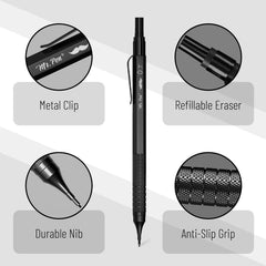 Metal Mechanical Pencil Set with 0.5 & 0.7mm Leads and 80 Refills in Case