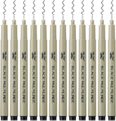 Black Fineliner Pens for Drawing, 0.3mm Tip, 12 Pack