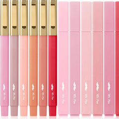 12 Pack No-Bleed Aesthetic Highlighters & Pens in Pink Shades for Bible Study