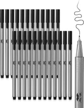 Black Fineliner Pens 0.4mm Fine Tip 24 Pack Rich Ink