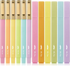 12-Pack Aesthetic No-Bleed Highlighters & Pens for Bible Study, Pastel Colors, Black Ink