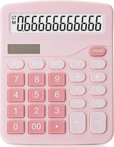 Cute Pink Desktop Calculator with Large 12-Digit Display and Big Keys