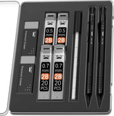 Metal Mechanical Pencil Set with 0.5 & 0.7mm Leads and 80 Refills in Case
