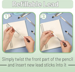 Rotary Mechanical Pencil Set (6 pcs) with Twist Design, HB Lead