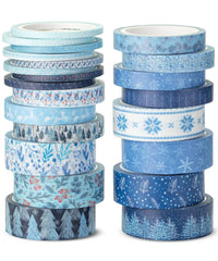 Ocean Breeze Blue Washi Tape Set - 21 Rolls, 5 Yards Each