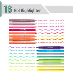 Bible Gel Highlighters, 16 Pack, Morandi & Vibrant Colors, No-Bleed, Twist-Up, Sharpenable Tips